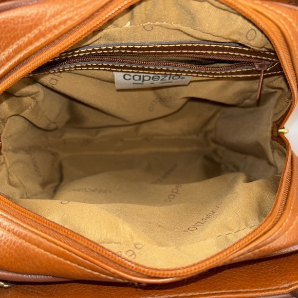 Vintage Capezio Double Top Handle Crossbody Purse Square 2‎ Tone Faux Leather - Picture 9 of 13